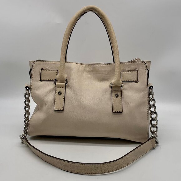 Michael Kors Cream Leather Hamilton Satchel Bag - Picture 2 of 12